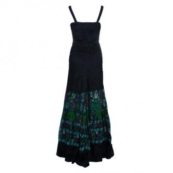 Roberto Cavalli Pleated Bustier Floral Silk Gown M