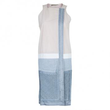 Balenciaga Drop Waist Mixed Fabric Dress Coat S