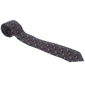 Pre Owned Dolce and Gabbana Black Key Print Silk Tie