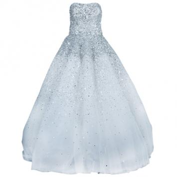 Marchesa Ivory Sequin Strapless Silk Tulle Gown L