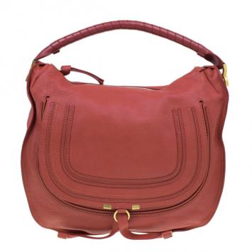 Chloe Orange Leather Large Marcie Shoulder Bag