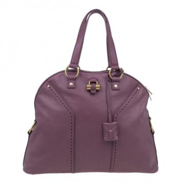 Saint Laurent Paris Purple Leather Large Muse Bag