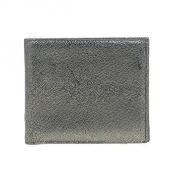Pre Owned Saint Laurent Paris Silver Metallic Leather Bifold Wallet