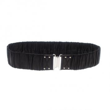 Miu Miu Black Leather Waist Belt 90CM