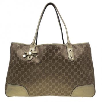 Gucci Metallic Gold Canvas Princy Tote