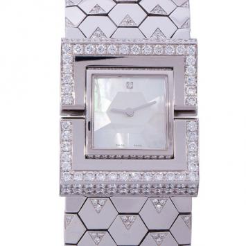 Van Cleef & Arpels Mother of Pearl 18K White Gold Bracelet Women's Wristwatch 24MM