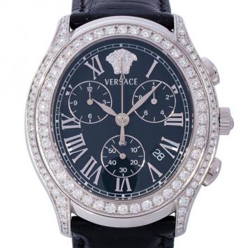 Pre Owned Versace Black Stainless Steel OLC99 Men's Wristwatch 40MM