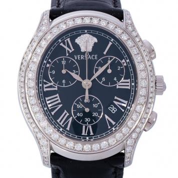 Pre Owned Versace Black Stainless Steel OLC99 Men's Wristwatch 40MM