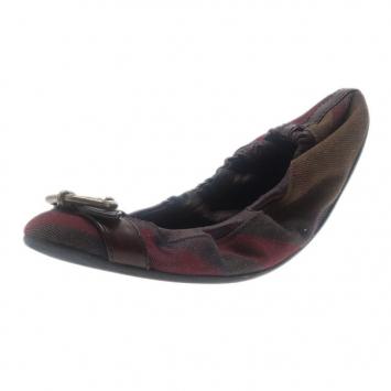 Burberry Tricolor Canvas Buckle Detail Ballet Flats Size 38