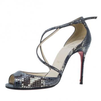 Christian Louboutin So F... Python Cross Strap Sandals Size 38