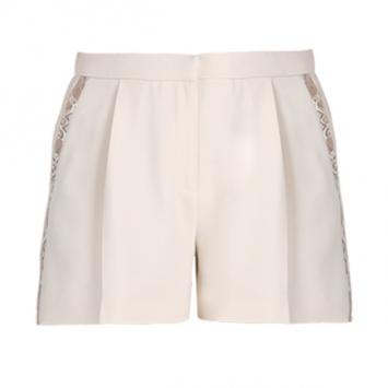 Elie Saab White Lace-Detailed Shorts S