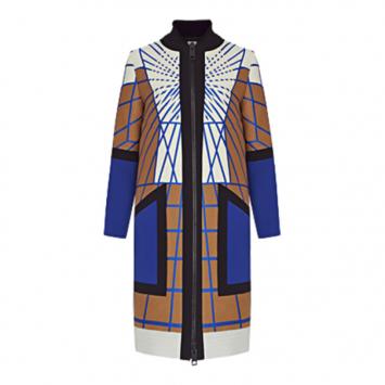 Peter Pilotto Color-Block Printed Woolen Coat S