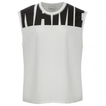 3.1 Phillip Lim White "Name Drop" Logo Muscle Tee L