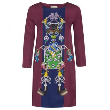 Mary Katrantzou Elio Burgundy Printed Shift Dress M