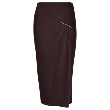 Jason Wu Aubergine Draped Tie-Bar Midi-Skirt S