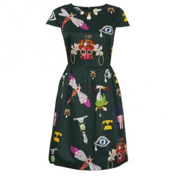 Mary Katrantzou Julie Green Printed Dress M