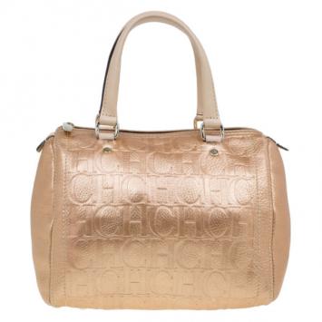 Carolina Herrera Metallic Leather Medium Andy Boston Bag