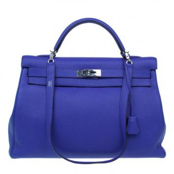Hermes Bleu Royale Cuir Palladium Hardware Kelly 40