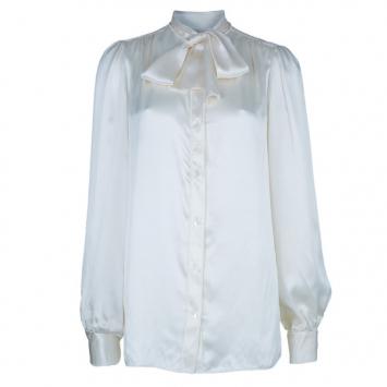 Dolce and Gabbana Ivory Satin Shirt M