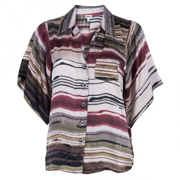 Kenzo Multicolor Stripe Printed Silk Shirt L