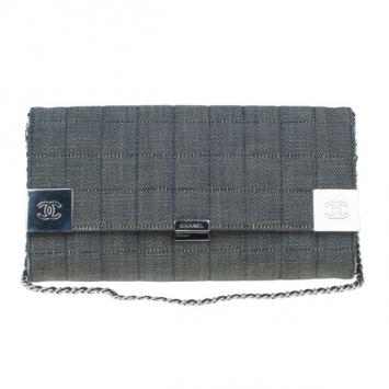 Chanel Black Denim Chocolate Bar Flap Shoulder Bag