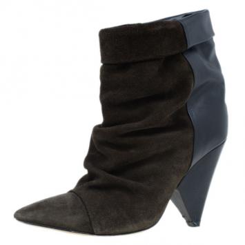 Isabel Marant Brown Suede and Leather Andrew Ankle Boots Size 37