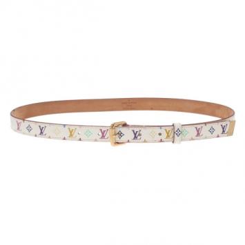 Louis Vuitton White Multicolor Monogram Canvas Belt 80CM