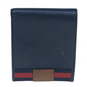 Pre Owned Gucci Blue Leather Bi-Fold Mens Wallet