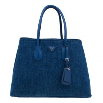 Prada Denim Saffiano Double Cuir Bag