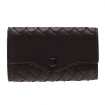 Pre Owned Bottega Veneta Brown Intrecciato Leather Key Holder