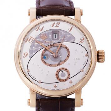 Pre Owned Martin Braun White 18K Rose Gold Heliozentric Men's Wristwatch 42MM