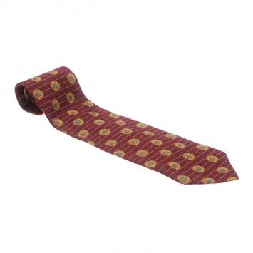Pre Owned Ermenegildo Zegna Red Flower Print Silk Tie