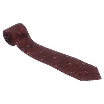 Pre Owned Alexander McQueen Red Woven Skull Silk Tie