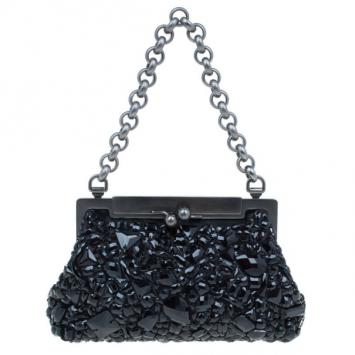 Dolce and Gabbana Black Sara Crystal Purse