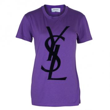 Saint Laurent Paris Purple Logo T-Shirt XS