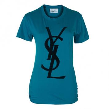 Saint Laurent Paris Blue Logo T-Shirt S