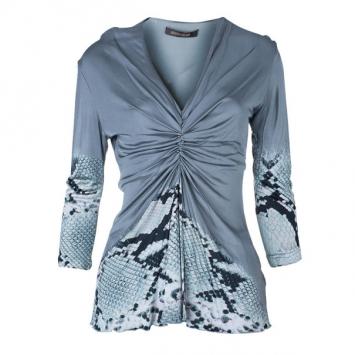 Roberto Cavalli Grey Viscose Snakeprint Top M