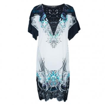 Roberto Cavalli Abstract Printed Laser-Cut Detail Dress S