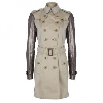 Burberry Taupe Metallic Trench Coat S