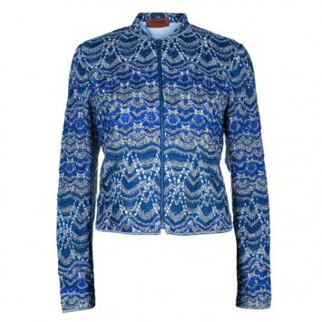Missoni Blue Knit Bomber Jacket M