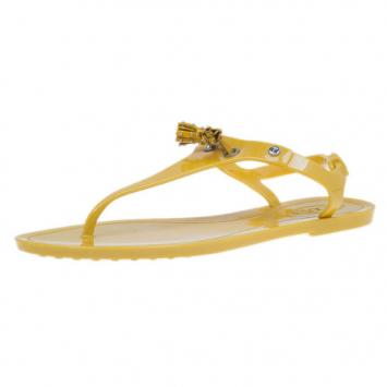 Tod’s Yellow Tassel Detail Thong Jelly Sandals Size 38