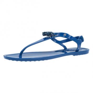 Tod’s Blue Tassel Detail Thong Jelly Sandals Size 38