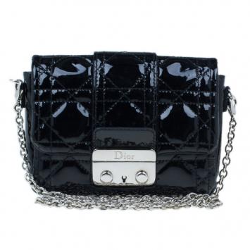 Christian Dior Black Patent Lambskin Mini Miss Dior Pouch