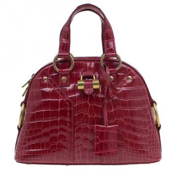 Saint Laurent Paris Croc-Embossed Degrade Muse Bag