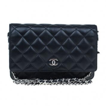 Chanel Black Lambskin Classic Quilted WOC