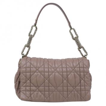 Dior Beige Cannage Quilted Lambskin Large Flap Shoulder Bag