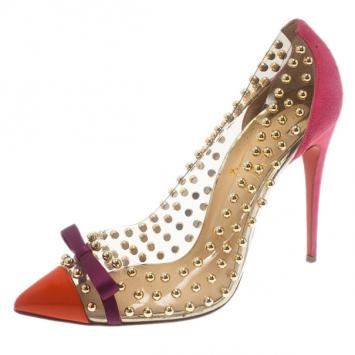 Christian Louboutin Studded PVC Bille Et Boule Bow Pumps Size 38