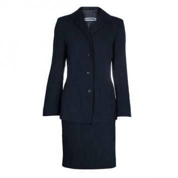 Jil Sander Charcoal Wool Skirt Suit S