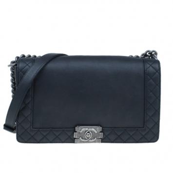 Chanel Black Calfskin Medium Boy Reverso Bag