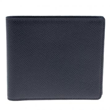 Pre Owned Louis Vuitton Black Taiga Bi Fold Wallet